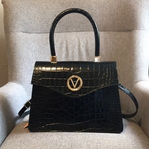 Valentino “Melanie” Black Crocodile Purse